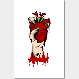 female hand bloody heart Posters and Art